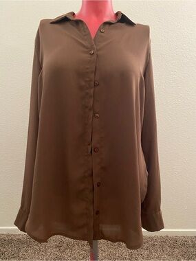 Classic Sheer Button-Down Women's Blouse - S